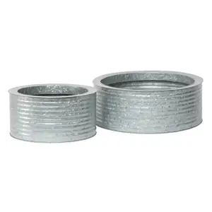 Atacado taxa de ferro galvanizado, acabamento natural redondo s/2 vaso de metal para decoração de casa, hotel e jardim