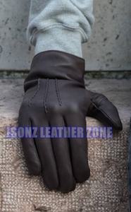 Guantes de cuero de piel de oveja auténtica de alta calidad para invierno para hombre, cómodos estilos lisos para fiestas al aire libre, viajes informales en la playa - Product Image 4