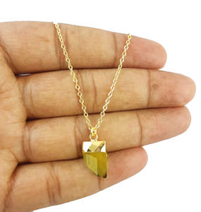 สร้อยคอจี้รูปเขาเหลี่ยมเพชรพลอยควอตซ์สีทองรูปเวอร์เมอิล925สเตอร์ลิงค์โซ่สำหรับงานหมั้นในงานแต่งงาน - Product Image 2