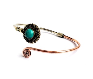 SILVER ZONE Bracelet en argent plaqué argent fait main avec pierres précieuses turquoise et motifs géométriques bohèmes pour anniversaire - Product Image 3