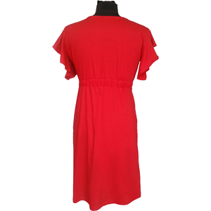 Vente directe exportateur bambou coton robe sans manches pour femmes enceintes rouge Floral maternité genou-longueur tenue décontracté 1 pièce - Product Image 4