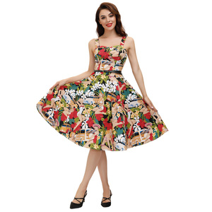 BP000918 BP Retro Vintage Damen <span class=keywords><strong>Wide</strong></span> Strap Sweetheart Neck Flared A-Line Kleid - Product Image 2