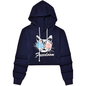 2021 Venta caliente Perfashion mujer suelta a rayas de manga larga Crop Top Sudadera con capucha pulóver decoración de encaje estilo Hip Hop - Product Image 1