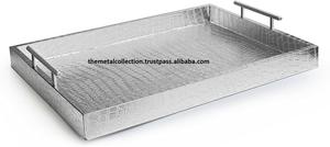 Plateau de service tendance pour la maison, les hôtels et les restaurants, plat et plateau de service, décor de couleur noire, plateaux de service en métal carré pour le thé et le café - Product Image 3