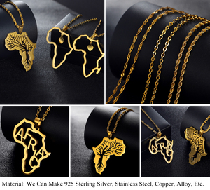 Collar personalizado de acero inoxidable, joyería, colgante con <span class=keywords><strong>mapa</strong></span> de países africanos, República Checa, Albania, al por mayor - Product Image 2