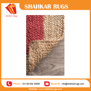 Grand tapis moderne en laine et jute Nouveau design Impression de bordure abstraite simple Décoration de porte touffetée douce pour la maison Cuisine Salon - Product Image 5