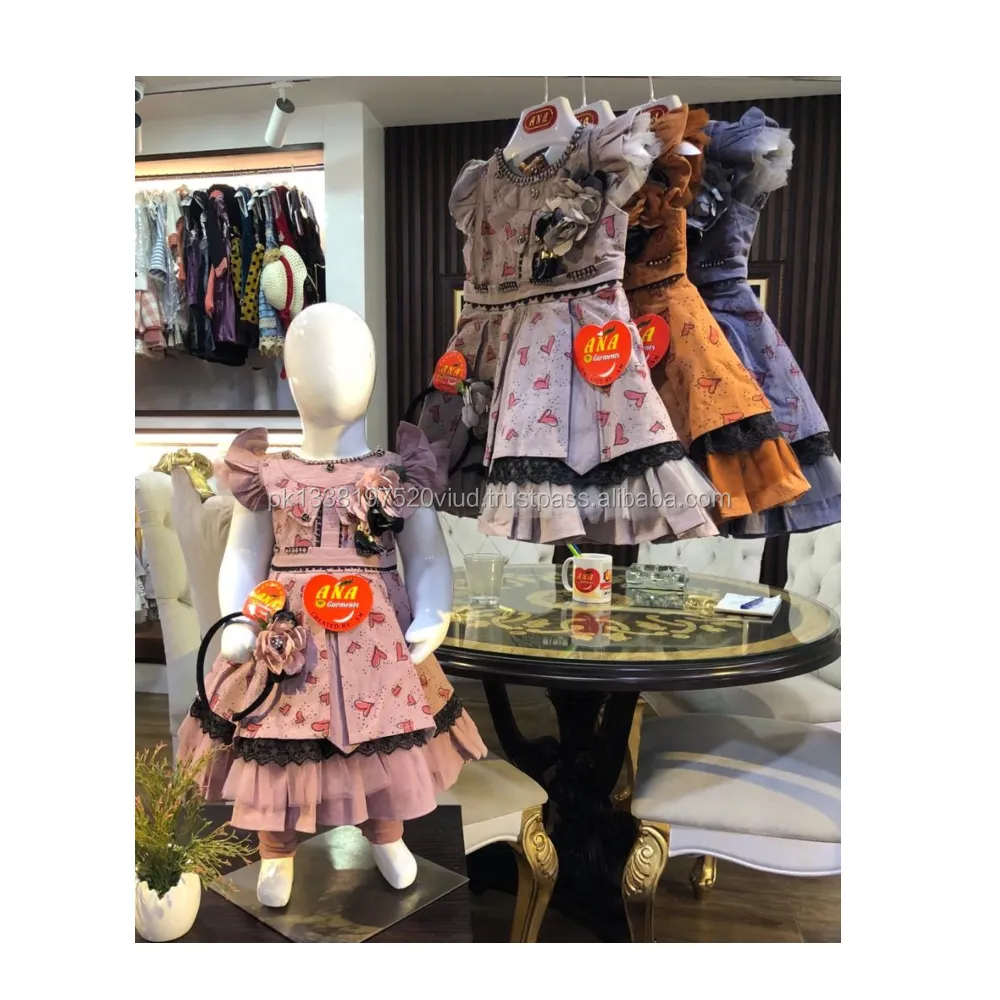 New Fashion Design Baby Girl Fancy Party Dress Katoenen Jurk Met Netto Staart Groothandel Party Dragen Jurken