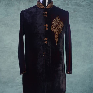Elegant 2022 Adult Size Silk Sherwani with <b>Pant</b> Beautiful Zardozi Embroidery Indo-Western Style for Parties Weddings Plus Size - Product Image 1