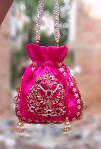 Bolsas de Potli de trabajo con espejo de hilo, embrague de noche de lujo, bolsas de regalo elegantes, bolso hecho a mano, venta al por mayor, adecuado para festivales y fiestas - Product Image 2