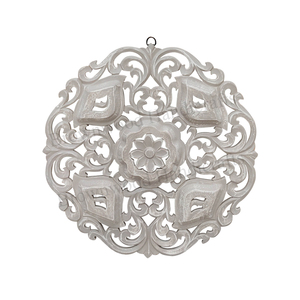 Panneau décoratif mural rond sculpté à la main en MDF antique blanc vert du fabricant indien et des panneaux décoratifs pour la salle des exportateurs - Product Image 1