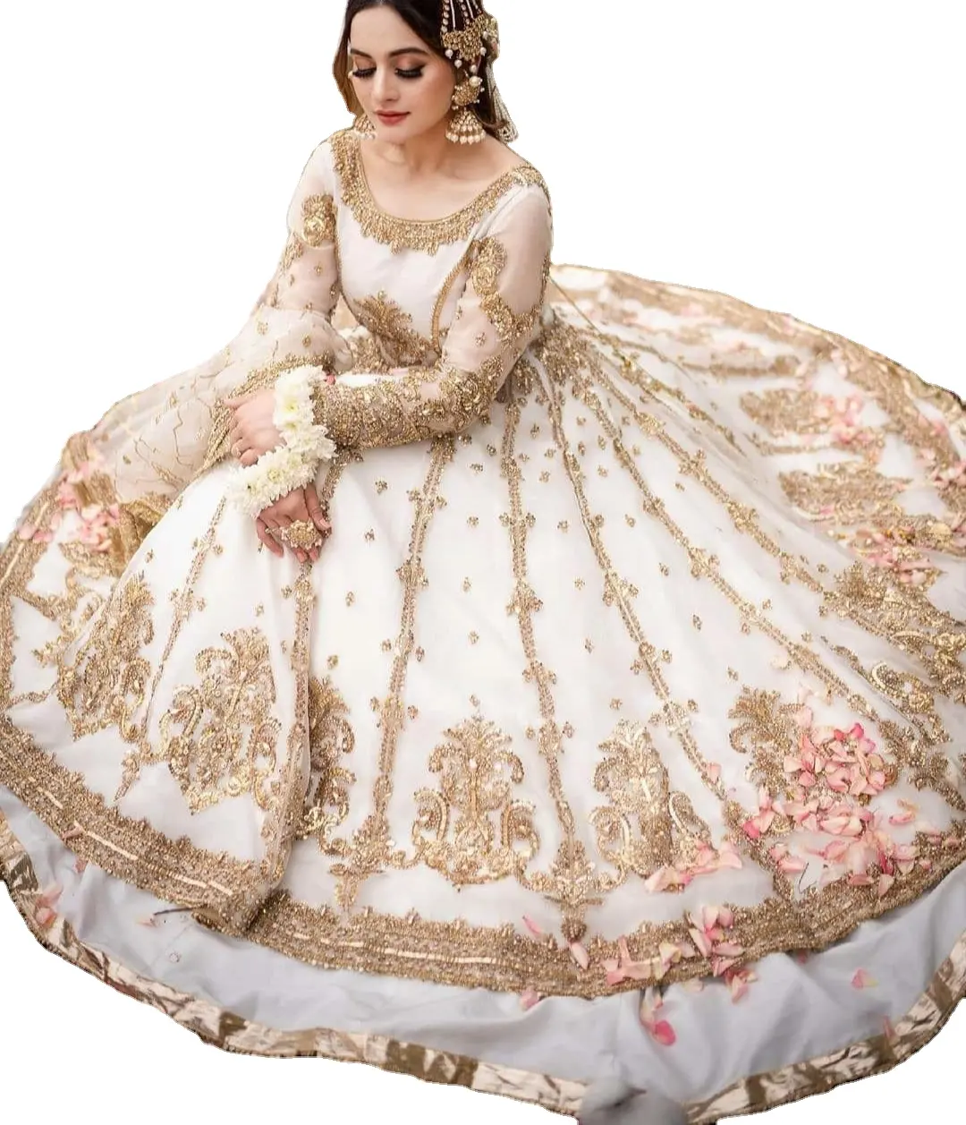 Gaun Pernikahan Tradisional Gaya Butik Lehanga Choli India Pakistan untuk Pengantin Pakistan Lehnga Saree Lehnga