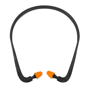 Meilleures protections auditives en silicone réutilisables de qualité chinoise, NRR 22dB, réduction du bruit, confortables, noires et orange - Product Image 1