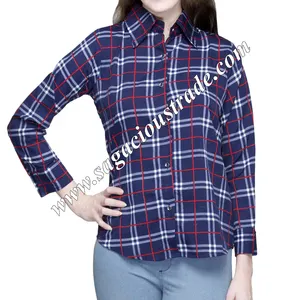 Top Design High Quality Export Oriented Long Sleeve 100% cotton, CVC, TC Lades Shirts / Blouses From Bangladesh