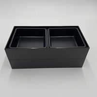 Boîte à bento rectangulaire jetable design pour sushis, restaurants, hôtels, livraison de repas, conteneur alimentaire noir en papier japonais enduit