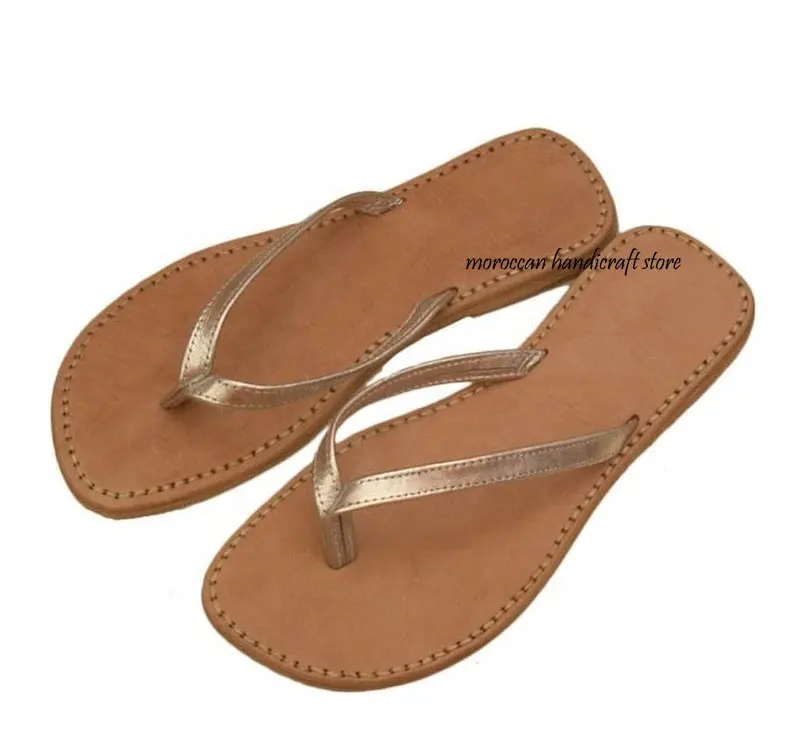 De cuero genuino Flip Flop de verano de las mujeres zapatillas de playa
