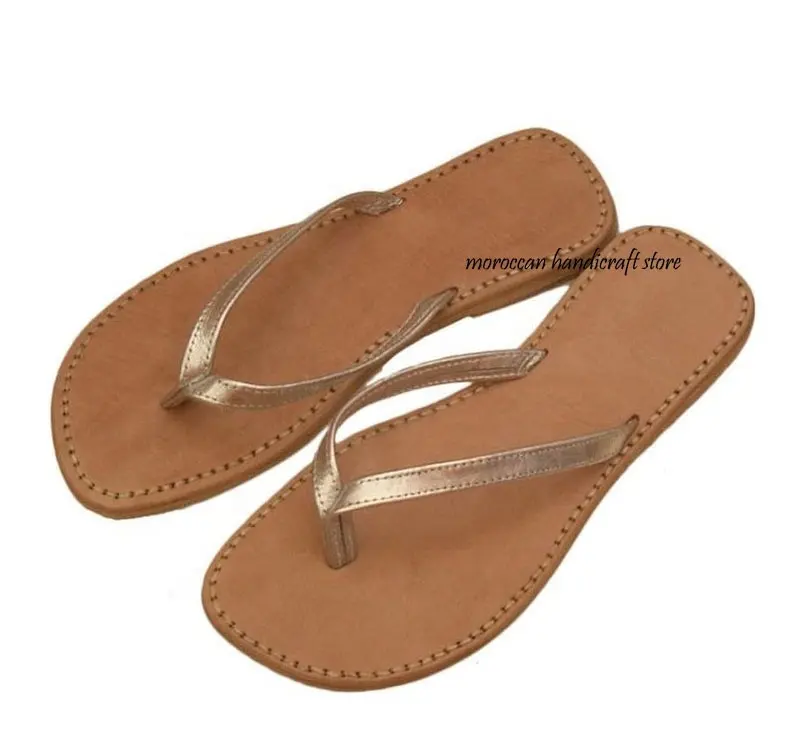 Echtes Leder Flip Flop, Damen Summer Beach Hausschuhe