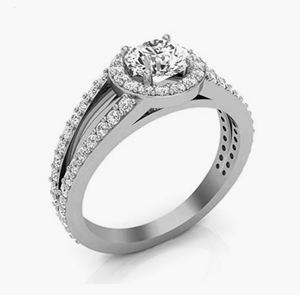 14K Solid White Gold 1.00 TCW Real Round Cut Diamond Halo <b>Ring</b> for Women | <b>Split</b> Shank Anniversary Engagement Fine Jewelry Gift - Product Image 2