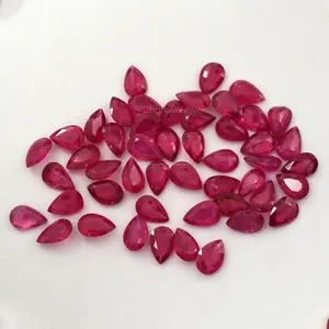 Natural Burma Ruby Gemstone Factory Wholesaler Top Quality 4x3mm-5x3mm Pear Cut Ruby Faceted Loose Gemstones For Jewelry Making