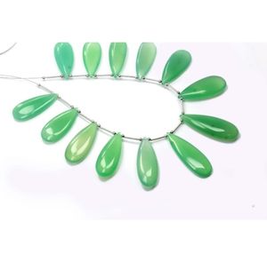 Cuentas de piedra suelta de Calcedonia crisoprasa verde de 13 piezas de alta calidad cuentas Premium trenzadas en forma de pera suave - Product Image 6