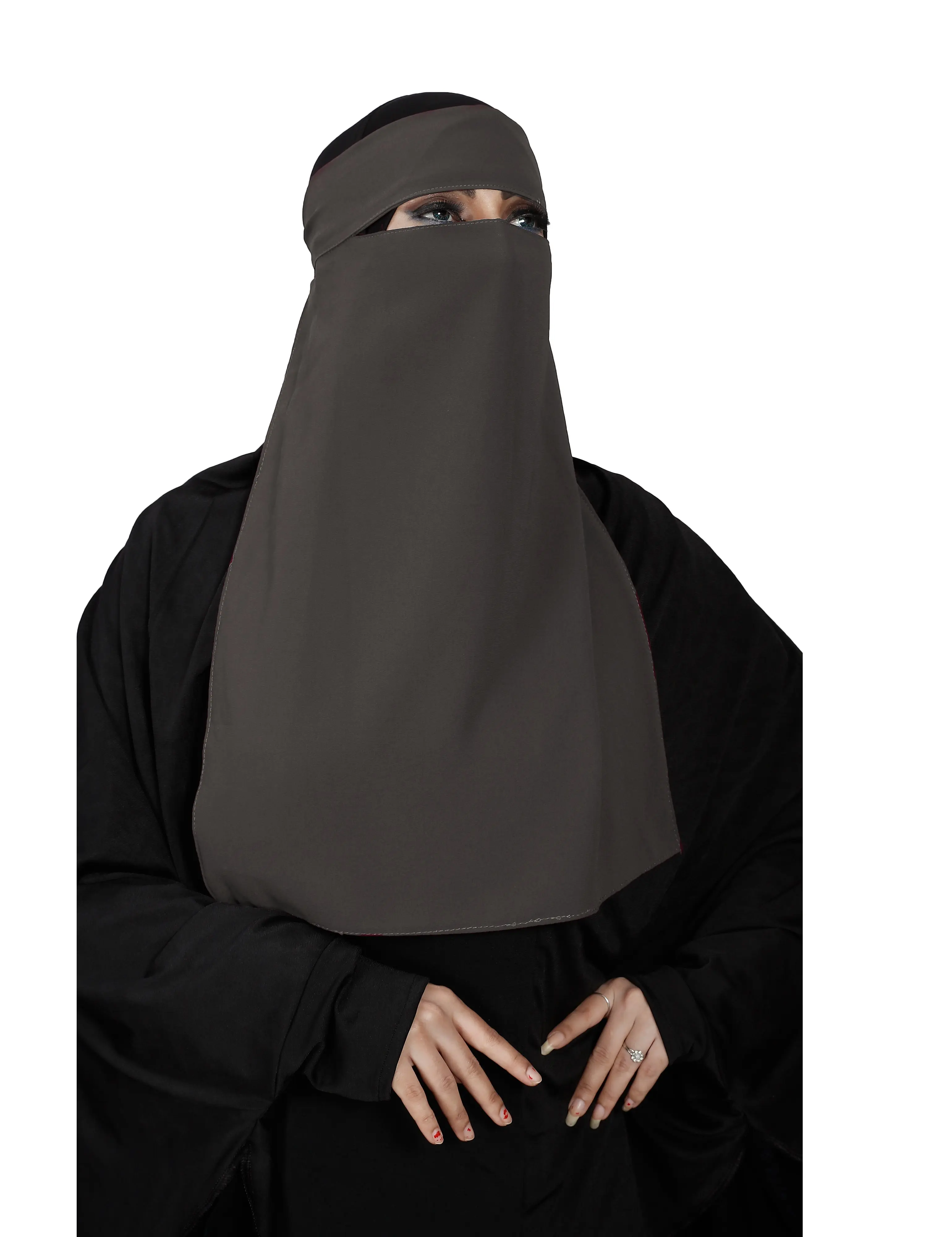 Kerudung Nosepiece Niqab Lapisan Tunggal Polos Geoorgette Gelembung