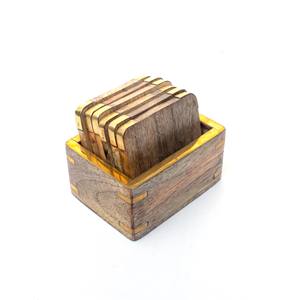 Ensemble de sous-verre carré en bois avec ancre de marin en laiton décor de Table de nouveauté pour table à manger ou cadeaux de bureau à domicile - Product Image 3