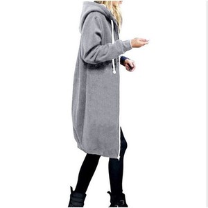 Sweat-shirt à capuche formel pour femme, imprimé, 100 % coton molletonné, manches longues, longueur genou, écologique - Product Image 1