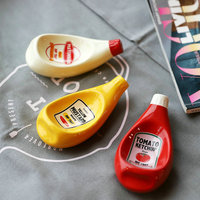 Créatif En Céramique Bouteille de Sauce Soja En Forme De Sauce Trempette/Condiment Plat De Trempage