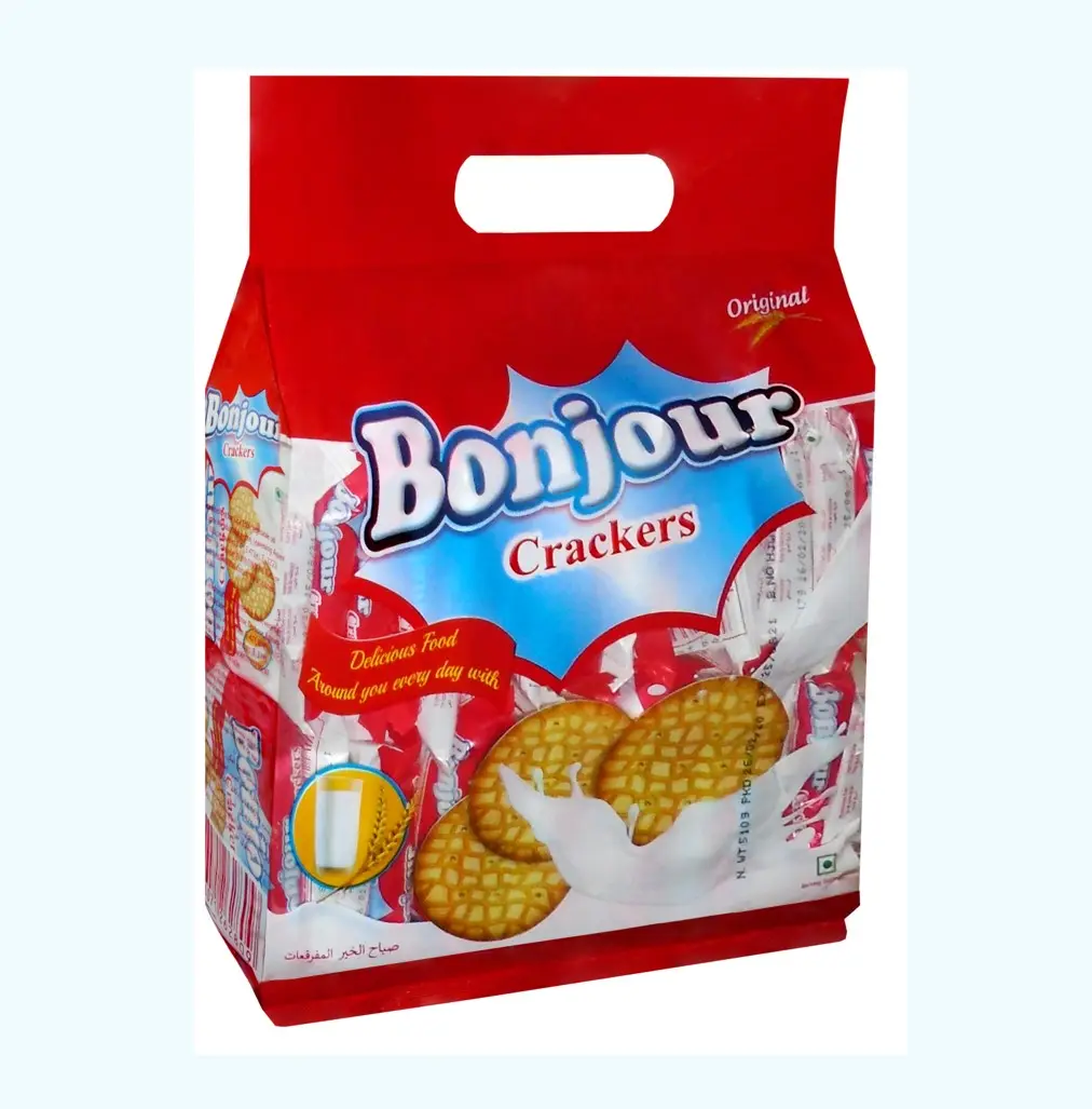 Bonjour 크래커 비스킷 17g 맛있게 유혹하는 좋은 아침 크래커 기니를위한 30 의 다채로운 운반 가방에 두 조각 팩