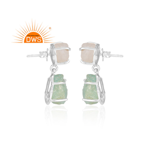 8ง่ามธรรมชาติสายรุ้งมูนสโตนและอควา Chalcedony พลอยหมั้นต่างหูเงินสเตอร์ลิงผู้หญิงต่างหูเครื่องประดับ - Product Image 3