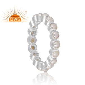 Bague d'éternité en argent sterling fait à la main avec perles naturelles et pierres précieuses Fabricant de bijoux - Product Image 2