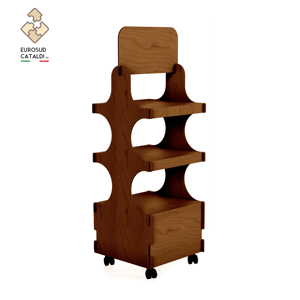 Espositore in legno di qualità produzione EUROSUD Made in Italy in betulla altezza 136 cm per negozi e supermercati. - Product Image 6