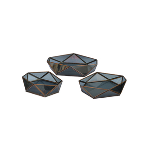 ชุดสามกล่องแสดงการออกแบบเหล็กแก้วสีดำชุบทองตกแต่งบ้านตกแต่งถาดเครื่องประดับและกล่องเครื่องประดับ - Product Image 1