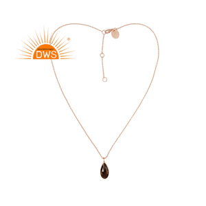 Collar con colgante de plata de ley 925 con cuarzo ahumado natural, joyería para mujer, regalo para ella - Product Image 1