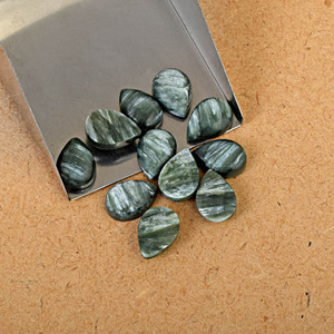 Séraphinite naturelle 8x5 mm en forme de poire, cabochon de haute qualité, pierre précieuse brute taillée, fournisseur pour bijoux en argent et or - Product Image 2