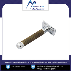 Pearl <b>Mens</b> Straight Brass & Metal Handle Stainless Steel Double Edge Safety <b>Razor</b> for Face - Product Image 3