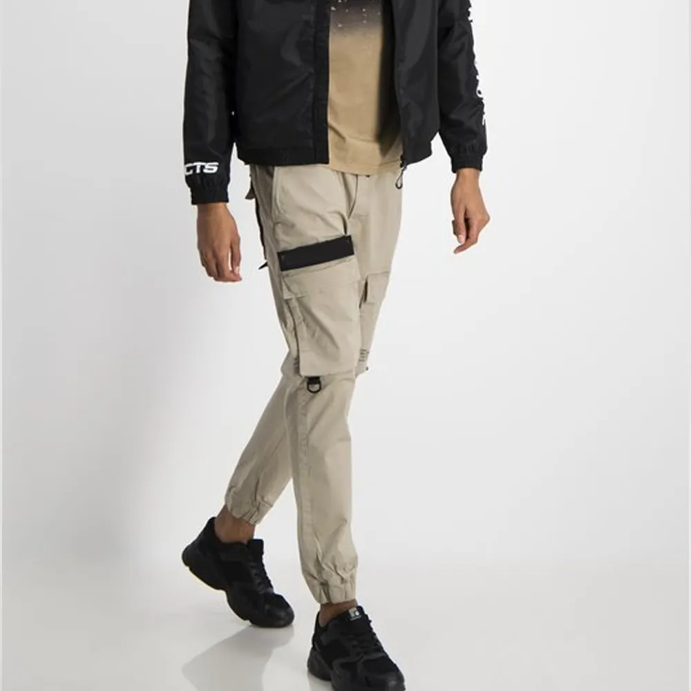 Men Gym Casual Drawstring Black Nylon Spandex Streetwear Sweatpants Cargo Pants 100% Polyester Standard