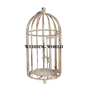 Décoration de mariage, cage à oiseaux en fil métallique, finition dorée, forme de dôme, lot de deux, cage à oiseaux en fil métallique suspendue au design moderne - Product Image 3