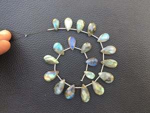 19 pièces de pierres précieuses en Labradorite naturelle à facettes en forme de poire, perles de Briolette bleu Flashy pour la fabrication de bijoux en gros - Product Image 3