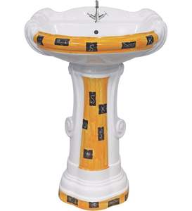 สุขาภิบาลมาตรฐานอินเดียขนาดเครื่องสุขภัณฑ์เซรามิก 7602 อ่างล้างหน้าพร้อมแท่น 625x450 มม. สําหรับบ้านหรูหรา - Product Image 1