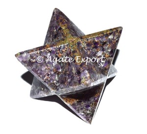 Orgone amatista Merkaba estrella Feng Shui piedra preciosa decoración del hogar tallado grabado amor - Product Image 3
