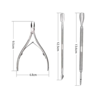 Kit de manucure professionnel 3 pièces en acier inoxydable, double embout, pousse-cuticules et dissolvant de vernis à ongles, le plus vendu