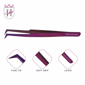 Purple Str L-Type Eyelash Extension Tweezer Private Label, Stainless Steel Eyelash Extension Str L-Type Tweezer in Purple Color - Product Image 6