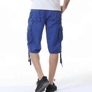 Pantalones cortos informales hasta la rodilla para hombre, Pantalón Cargo de sarga con bolsillos y cremallera - Product Image 4