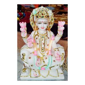 Estatuas de la Diosa Laxmi Sentada en Mármol Blanco Puro de Makrana - Product Image 1