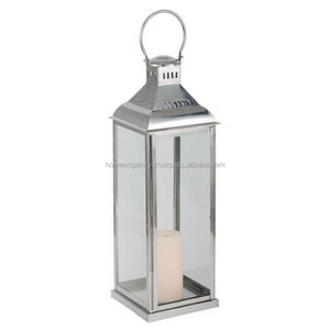 Mini linterna de acero inoxidable de lujo para decoración del hogar, cristal cuadrado plateado para bodas y Navidad, candelabro elegante - Product Image 1
