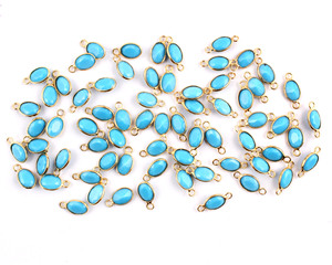 Conjunto de Bisel Chapado en Oro para Encontrar Joyas, Conectores Personalizados Creativos de Turquesa Natural con Fianza Única - Product Image 3