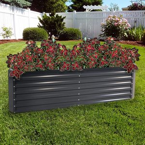 Iqbal Collection IC22205 Black Powder Coated Galvanized Customized Eco-Friendly Durable Farmhouse Indoor/Outdoor Planter <b>Flowers</b> - Product Image 1