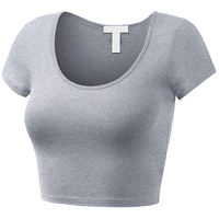 Atasan Crop Polos Wanita, Pakaian Atasan Polos Leher Bulat Lengan Panjang Aktif Mode Baru