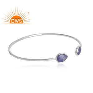 Bracelet à manchette en argent Sterling 925, vente en gros de bijoux, pierres précieuses, zanite naturelles, fournitures de styliste pour femmes - Product Image 2