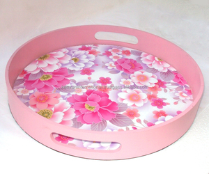 KAMRAN Eco-Friendly Custom Floral Printed MDF Wood Serving Tray <b>Rectangle</b> Sustainable Elegant <b>Coffee</b> Wedding Parties Home Decor - Product Image 6